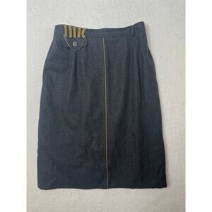 Lodenfrey Wool Boho Lagenlook Midi Length Skirt Charcoal Earthy Natural sz 10